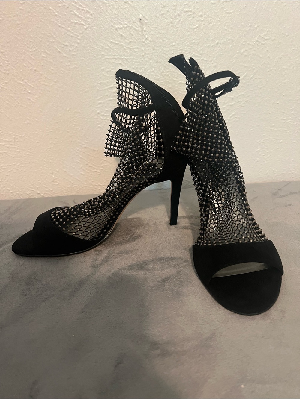 Nine West Black Mesh Peep-Toe Ankle Booties - Picture 13 of 15
